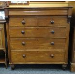 ANTIQUE OAK CHEST comprising moulded full width top drawer and two over three graduated drawers on