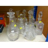 ASSORTED GLASS DECANTERS & JUGS