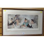 SIR WILLIAM RUSSELL FLINT limited edition (595/850) colour print - study of five exotic ladies,