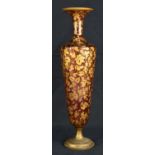 19TH CENTURY GILDED CRANBERRY GLASS TRUMPET VASE, possibly Bohemian, on a gilt metal decorated