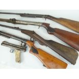 FOUR VINTAGE AIR RIFLES including a BSA standard and a Rosman air pistol (each in state of