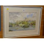 ALAN HOWELLS watercolour - Windsor Castle from the Thames, signed, 31 x 46cms