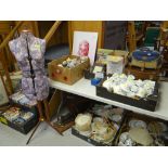 LARGE QUANTITY OF MIXED ITEMS including tailor's dummy, teaware, pictures, ephemera, DVD's, mirror