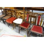 TWO ANTIQUE OAK KITCHEN CHAIRS, pair of darkwood Edwardian bedroom chairs and two others (6)