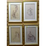 SIR WILLIAM RUSSELL FLINT set of four limited edition pencil drawing prints of female models, two