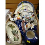 ASSORTED CERAMICS & POTTERY including Gaudy Welsh, Ironstone Masons jug, Wedgwood creamware, Crown