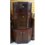 A MODERN MAHOGANY CHINA CABINET with base cupboard