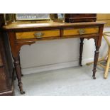 VINTAGE MAHOGANY SIDE-TABLE having two drawers, 76cms high