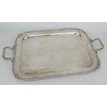 GOOD QUALITY EPNS TRAY with decorative border and twin-handles