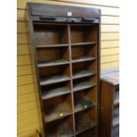 VINTAGE TAMBOUR FRONT PIGEON HOLE CHEST, 202cms high (key with us)