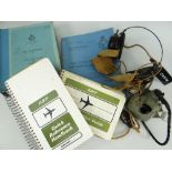 AVIATION RELATED ITEMS including pilot's oxygen mask, early 20th Century headphones, Royal Air Force