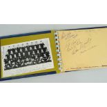 1953 CORONATION COMMEMORATIVE TIN-PLATE AUTOGRAPH ALBUM WITH SPORTING CONTENTS including Rugby Union