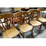 FOUR MODERN PINE SPLAT & SPINDLE BACK KITCHEN CHAIRS