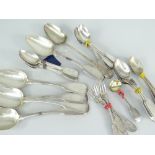 SET OF SIX IRISH SILVER (DUBLIN HALLMARK 1831) BASTING SPOONS, 11oz together with five various