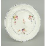 NANTGARW PORCELAIN PLATE having alternative lobed border with the c-scroll, ribbon and wreath