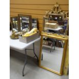 FOUR MIRRORS / GLASS & GILT METAL WALL SCONCES / PAIR OF GILT WOOD SCONCES / A PAIR OF TRAYS