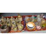 ASSORTED STONEWARE JARS & GLASSWARE ETC