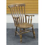 ANTIQUE HIGH BACK WINDSOR CHAIR with turned spindle supports