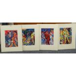 PETER KILBY mixed media, set of four (mounted not framed) - illustrations from classical literature,