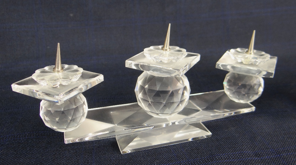 PAIR OF BOXED SWAROVSKI CRYSTAL THREE-BRANCH CANDLE HOLDERS - Image 2 of 3