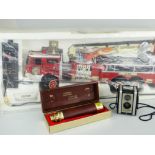 JAPANESE REMOTE CONTROL TOY FIRE ENGINE circa 1980s, together with a vintage Kodak Duaflex
