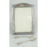 SILVER (BIRMINGHAM HALLMARK) RECTANGULAR PHOTOGRAPH FRAME together with pair of silver Birmingham