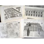 GUIL WILLIAMS six loose uncoloured engravings - architectural including 'Collegium Aedis Christi'