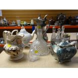 BURLEIGH SHAPE NUMBER 225655 POTTERY TEAPOT / ASSORTED GLASSWARE & CERAMICS