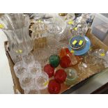 ASSORTED GLASSWARE including decanters, cranberry glass ETC