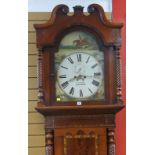 VICTORIAN PAINTED DIAL WELSH LONGCASE CLOCK eight day movement, subsidiary dial within Roman numeral