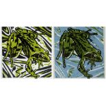 ANN LEWIS pair of limited edition prints - 'Green Frog I' (1/8) and 'Green Frog II' (9/12), each