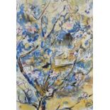 ARTHUR GIARDELLI watercolour and pen & ink - entitled verso 'Apple Blossom', signed with initials,