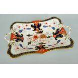 SWANSEA PORCELAIN JAPAN PATTERN TWIG-HANDLED CENTRE DISH typically decorated in iron-red, cobalt-