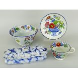 SWANSEA POTTERY 'LAZULI' TOILET BOX & COVER AND PART-TEASET the box of shaped rectangular form
