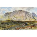 DAVID COX JR watercolour - Snowdonia landscape with cattle grazing, unsigned, title on original
