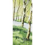 DAVID GROSVENOR watercolour - woodland with bluebells, entitled verso 'Bluebell Wood in
