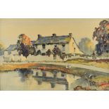 WILL EVANS watercolour - view of a Gower farm, possibly Great Lunnon, Gower Peninsula, with