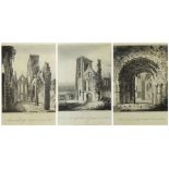 GEORGE COOPER trio of plate engravings - framed together and entitled 'West Front of Llandaff