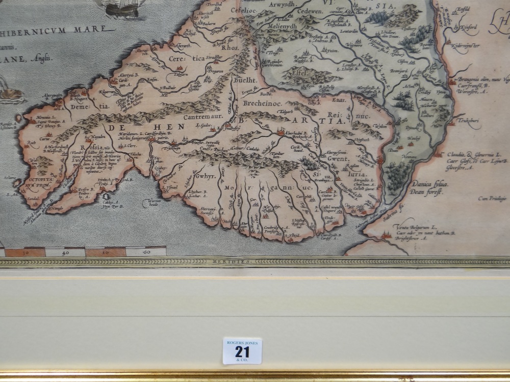 HUMPHREY LLWYD coloured and tinted map - Wales entitled 'Cambriae Typus', circa 1636-1642, 37.5 x - Bild 6 aus 12