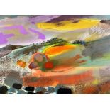 MARY LLOYD JONES watercolour - colourful landscape, entitled verso 'Dartmoor II 1978', signed and