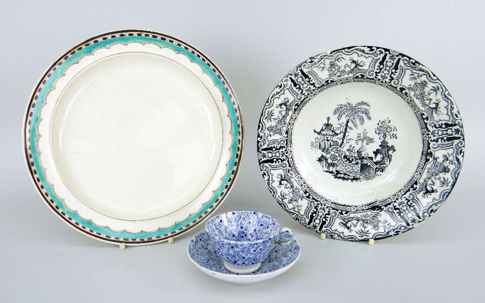 THREE ITEMS OF NINETEENTH CENTURY WELSH POTTERY comprising Ynysmeudwy 'Rio' transfer pattern soup