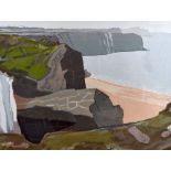 ARTHUR CHARLTON (1917-2007) screen print - entitled 'Gower Cliffs', 39 x 57cms