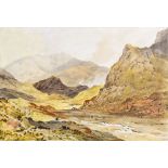 ATTRIBUTED TO REVEREND WILLIAM GILPIN (1724 - 1804) unframed watercolour - Snowdonia with figures,