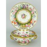 SUPERBLY DECORATED SWANSEA PORCELAIN TUREEN & COVER WITH STAND of circular form, the base with