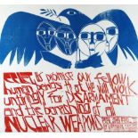 PAUL PETER PIECH two-colour print - with stylized dove and four human heads and quote from Pope John
