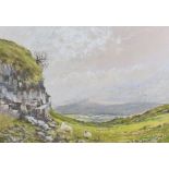 DAVID PRICE pastel on paper - entitled verso on Attic Gallery label 'Sheep and Rocks, Brecon