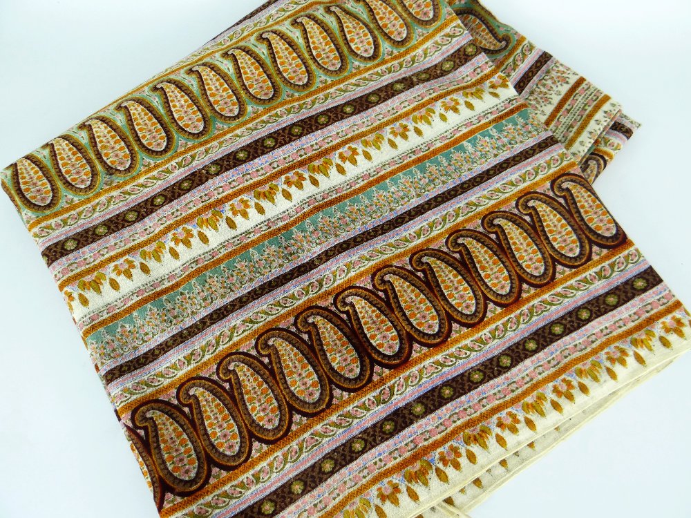 ANTIQUE WELSH PAISLEY SHAWL in unusual colours, used by generations of the vendor's family for