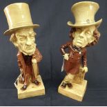 PAIR OF NINETEENTH CENTURY POTTERY POLITICAL CARICATURES BY WAYTE & RIDGE of Benjamin Disraeli and