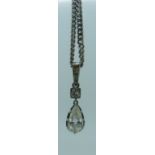 18CT WHITE GOLD PEAR CUT DIAMOND DROP PENDANT ON CHAIN, the principle stone approximately 0.5cts,