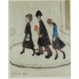 LAURENCE STEPHEN LOWRY (1887-1976) guild stamped print - four figures, entitled 'The Family', signed
